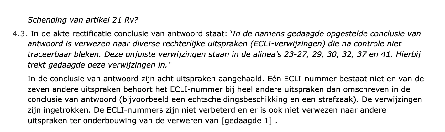 Rechtsoverweging 4.3 van ECLI:NL:RBOBR:2026:909: acht aangehaalde uitspraken, één ECLI bestaat niet en zeven horen bij andere zaken